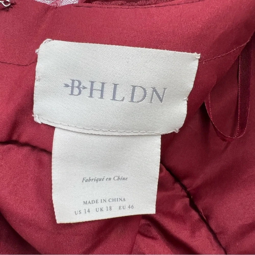 Anthropologie BHLDN Camden Dress Burgundy Red Sweetheart Tulle Dress Bodice 14 - Picture 14 of 16